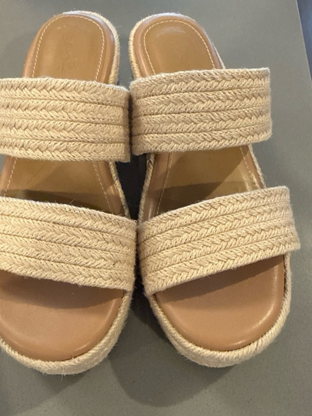 Universal Thread Beige Braided Double-Strap Slide Sandals